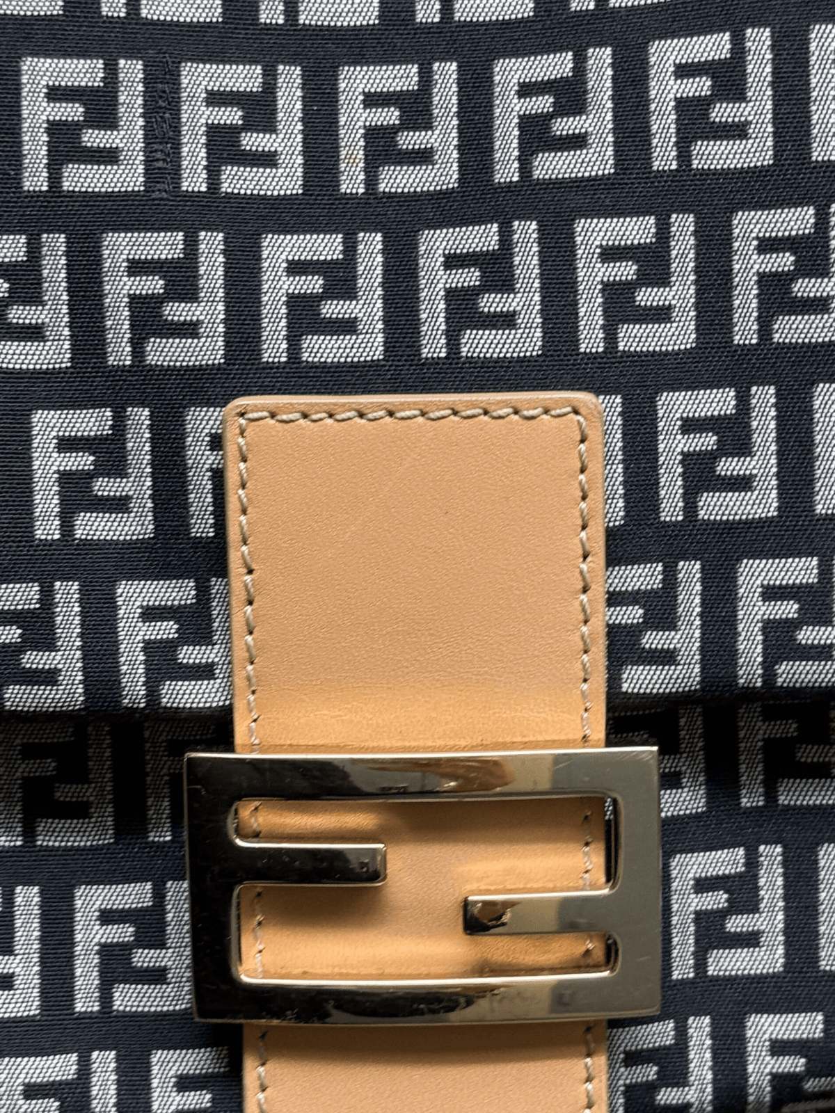 Fendi 2000s Black Zucca Canvas Mamma Baguette Bag