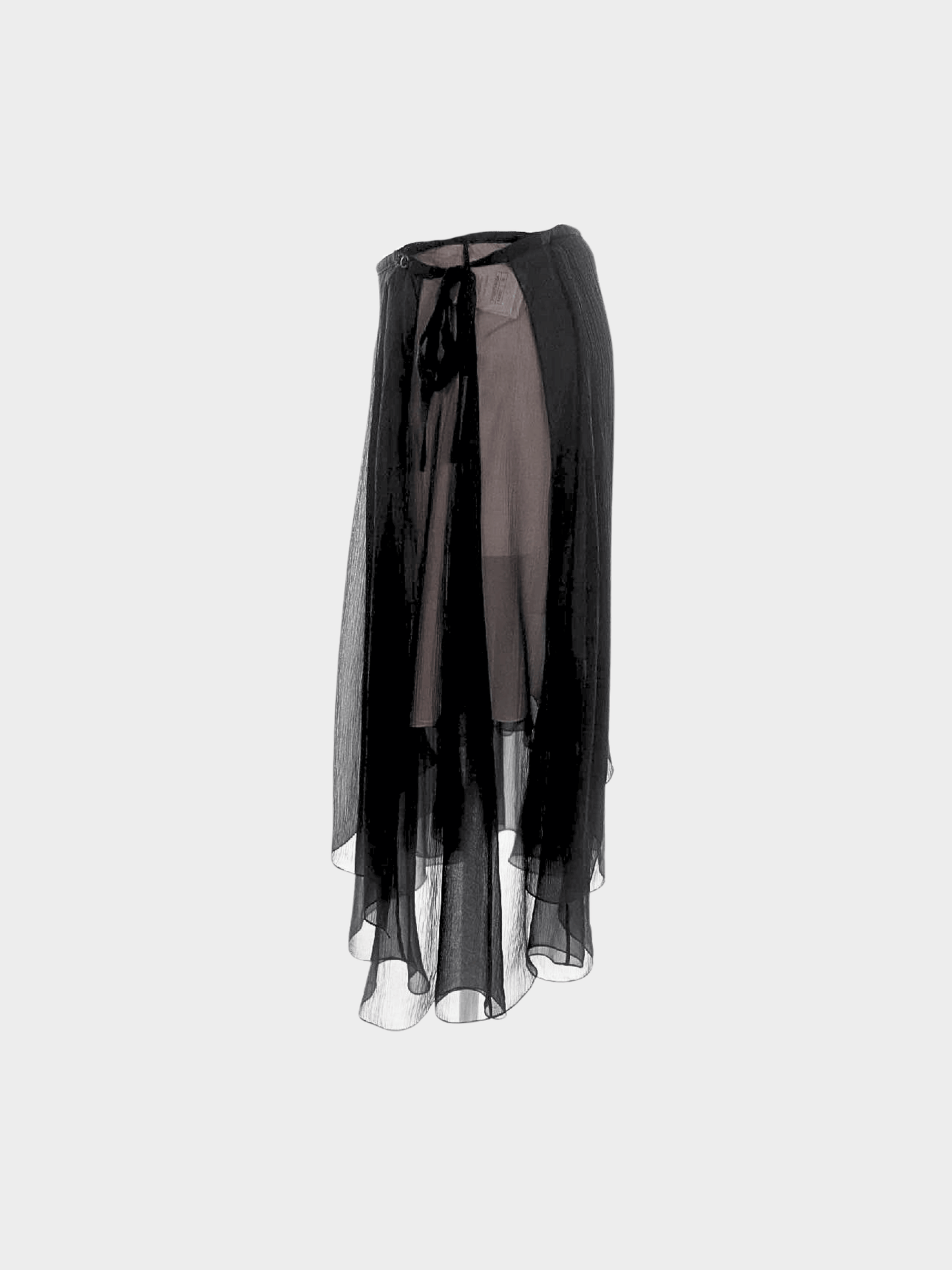 Chanel 2007 Black Silk Sheer Ribbon Skirt