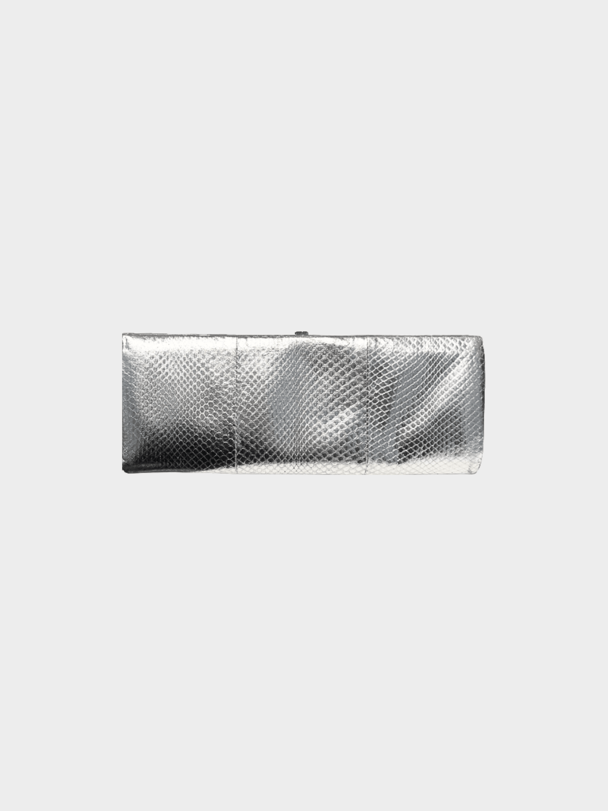 Valentino 2000s Silver Embellished Python Clutch