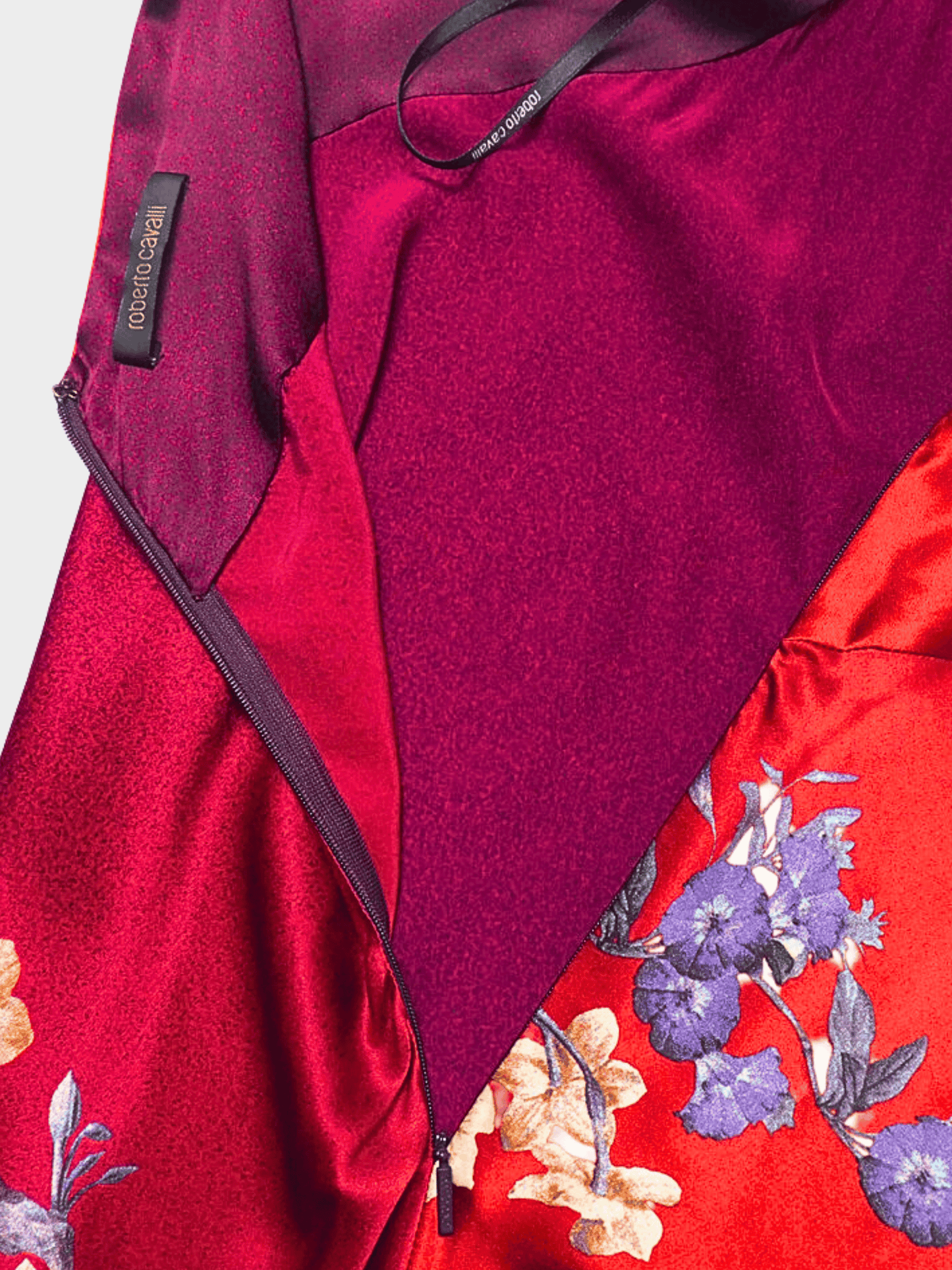 Roberto Cavalli 2000s Red Flower Print Silk Halter Dress