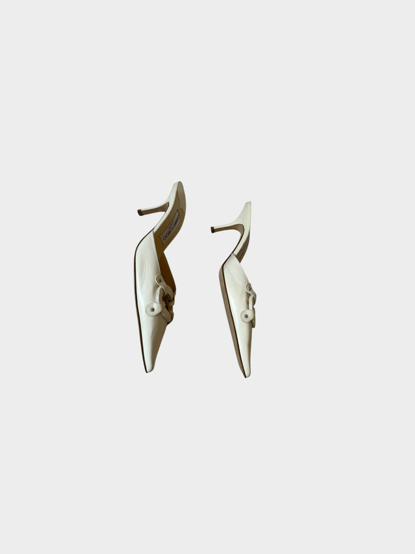 Jimmy Choo 2000s White Leather Mule Heels