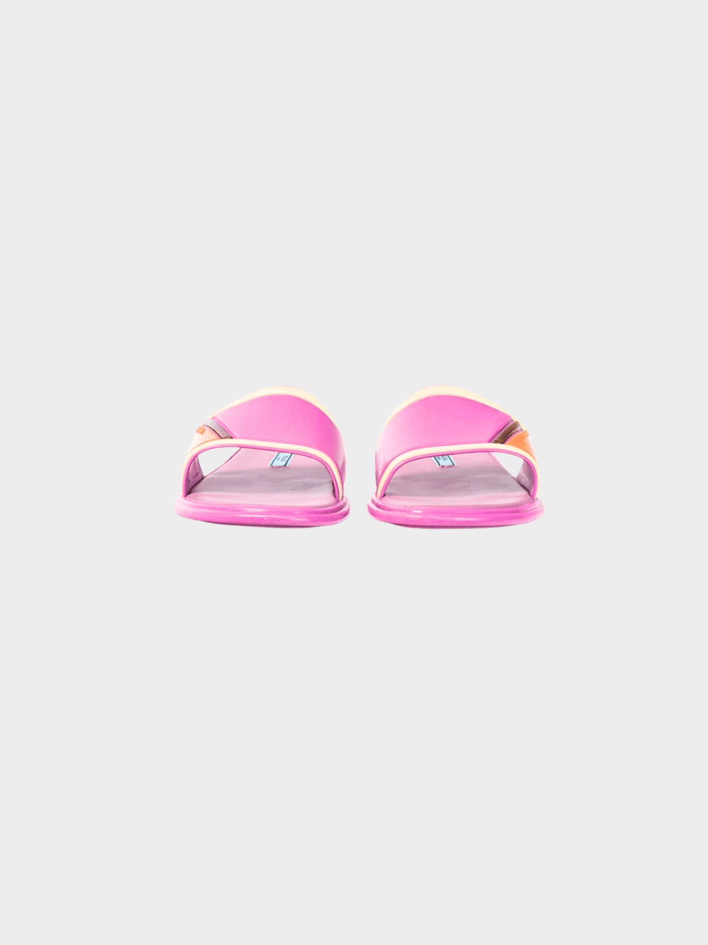 Prada SS 2017 Runway Pink Color-Block Rubber & Leather Slides