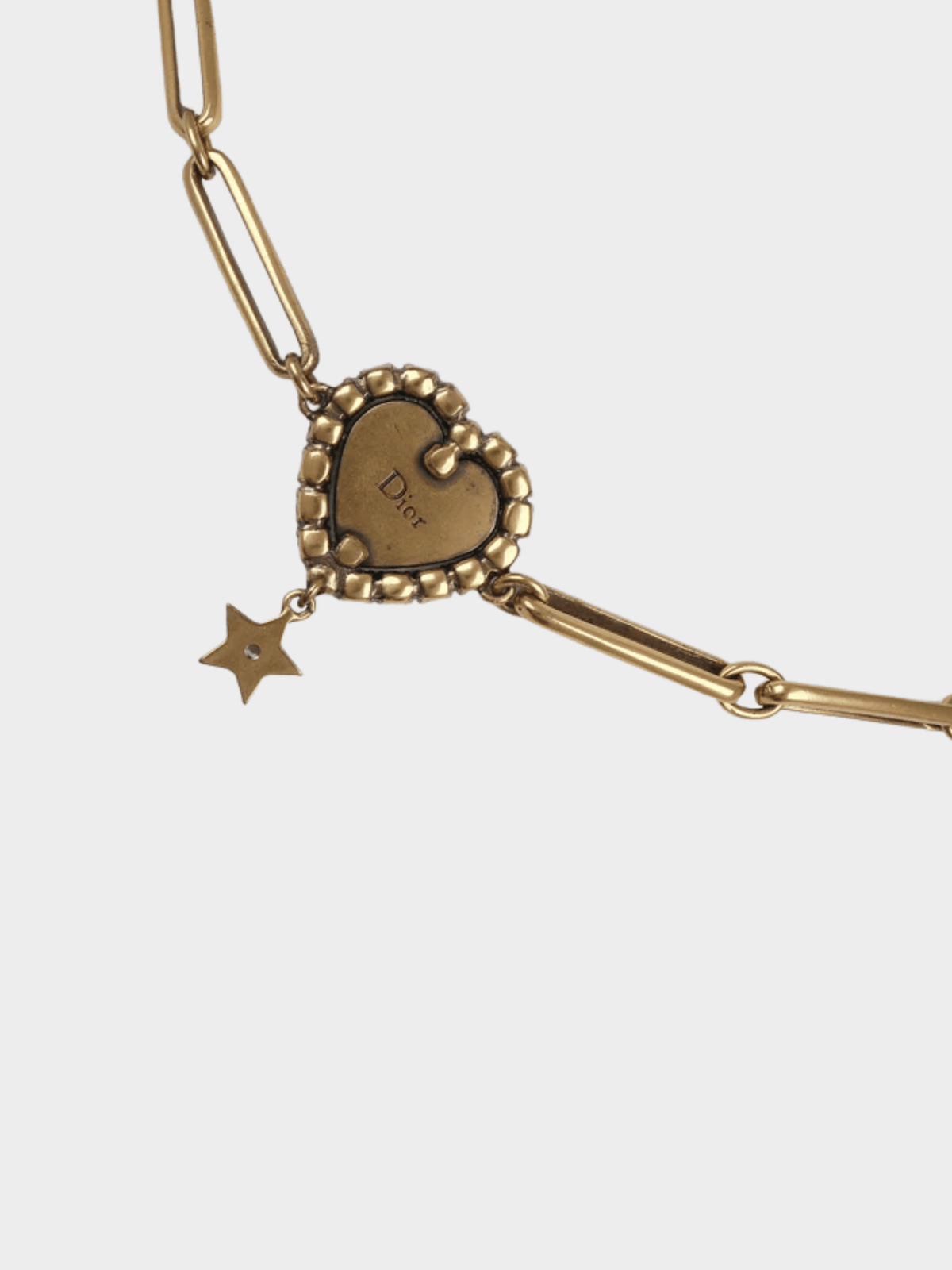 Christian Dior 2010s Gold Crystal J'ADIOR Heart Necklace