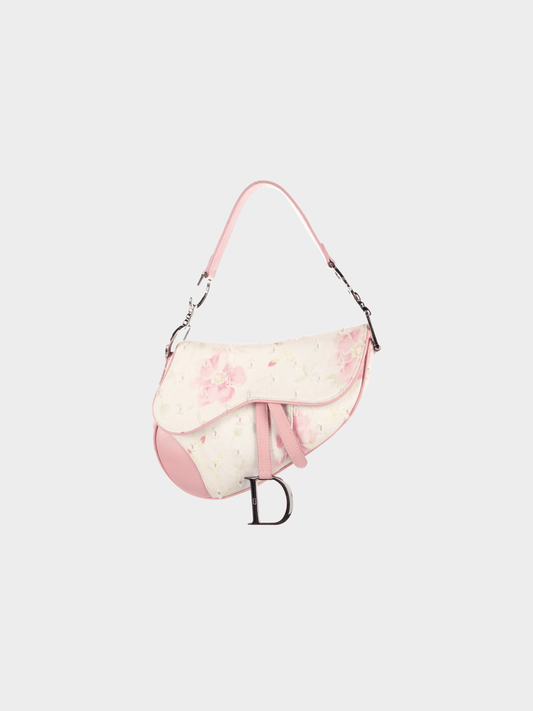 Christian Dior 2000s Pink Embroidered Saddle Bag
