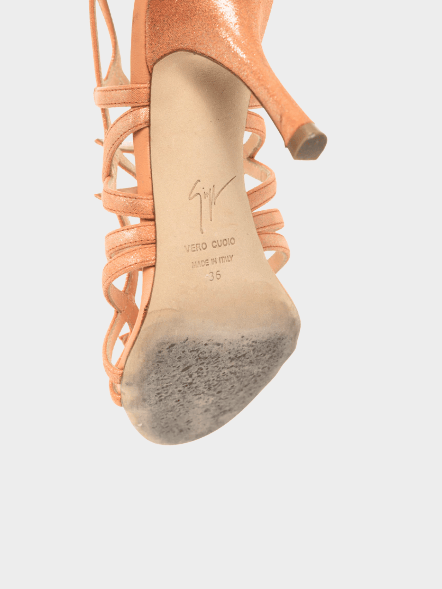 Giuseppe Zanotti 2000s Metallic Coral Suede Strappy Sandals