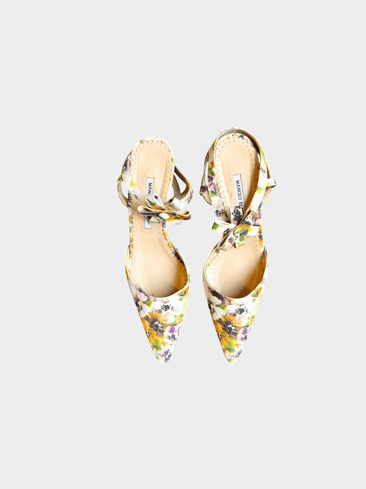Manolo Blahnik 2000s Floral Printed Canvas Heels