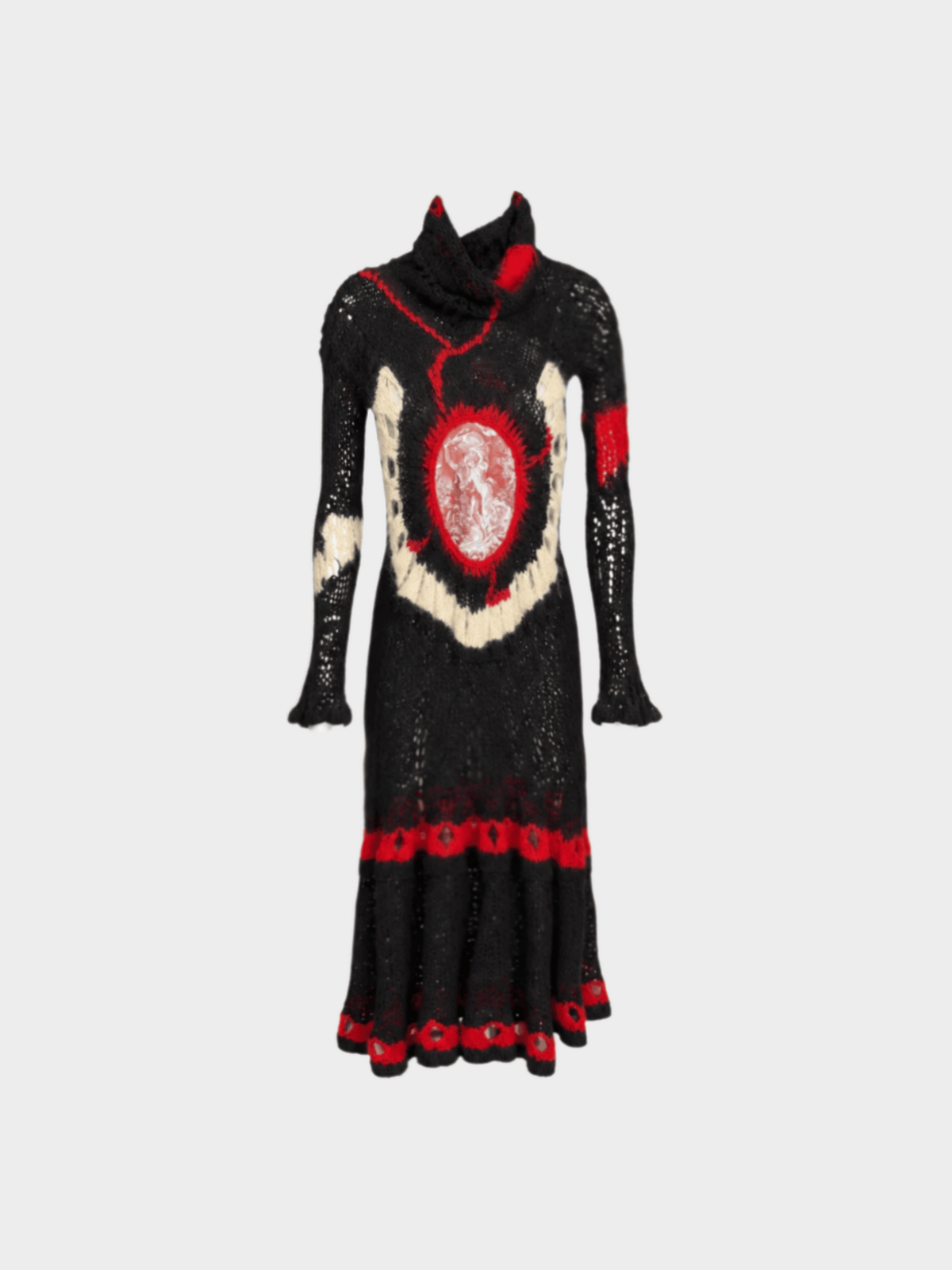Jean Paul Gaultier FW 2007 Black and Red Mohair Spiderweb Knit Dress
