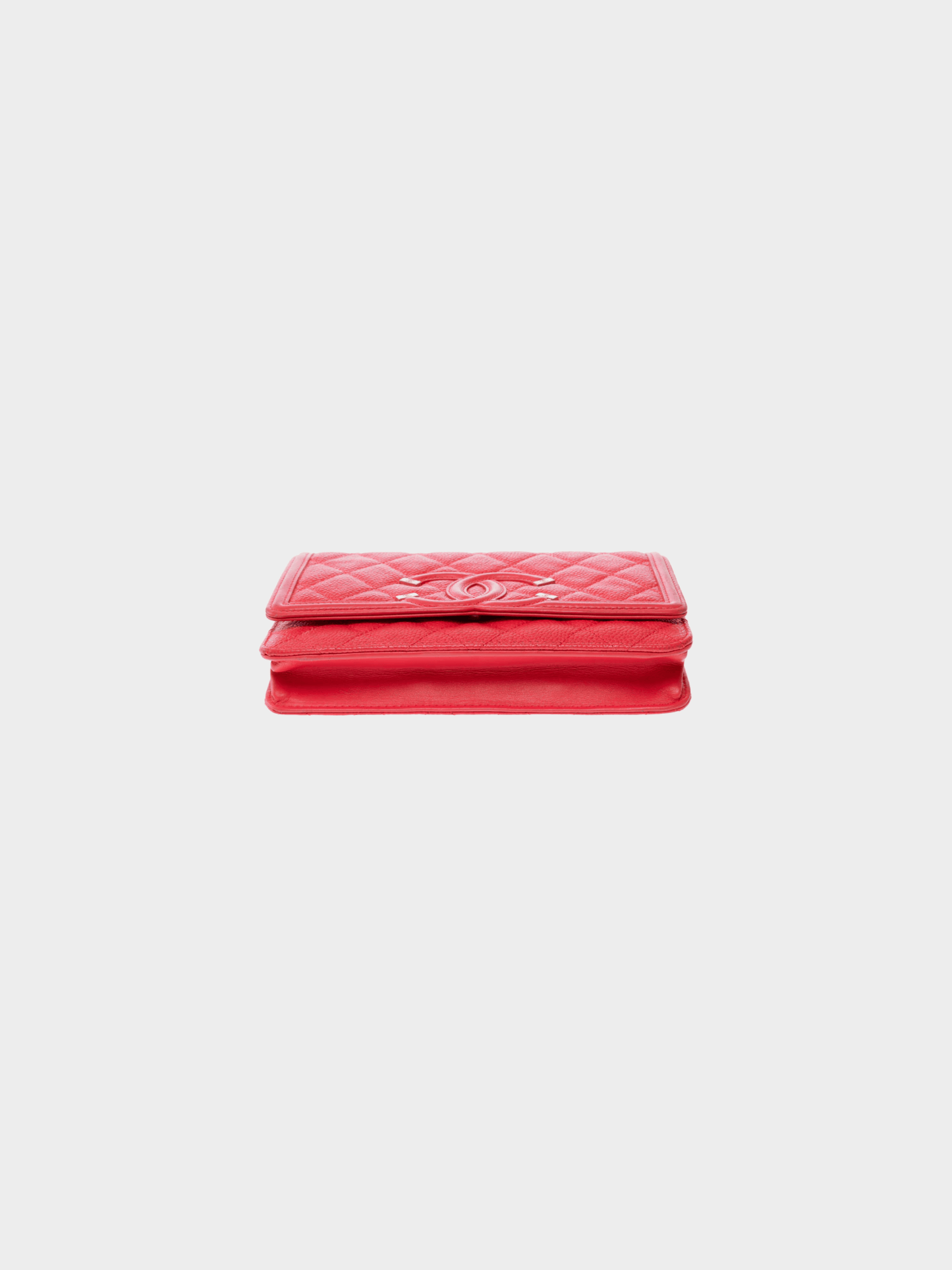 Chanel 2019 Red Caviar CC Filigree Wallet On Chain Crossbody Bag
