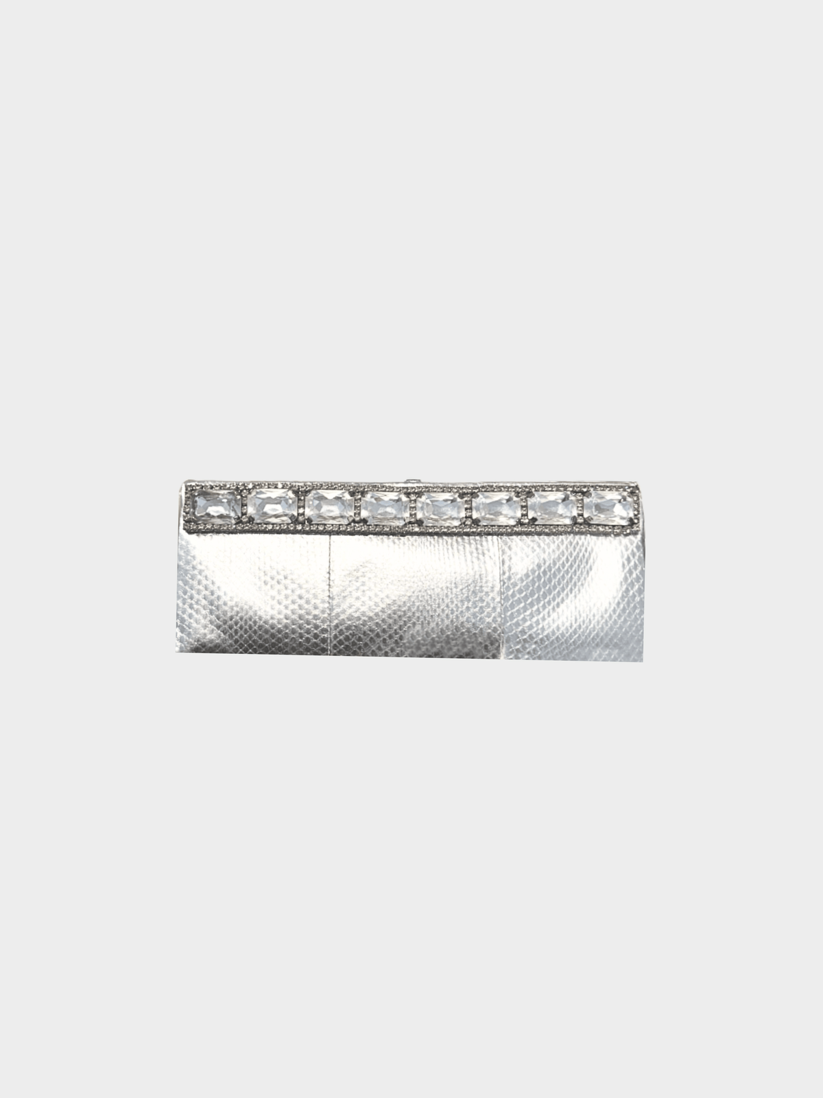 Valentino 2000s Silver Embellished Python Clutch