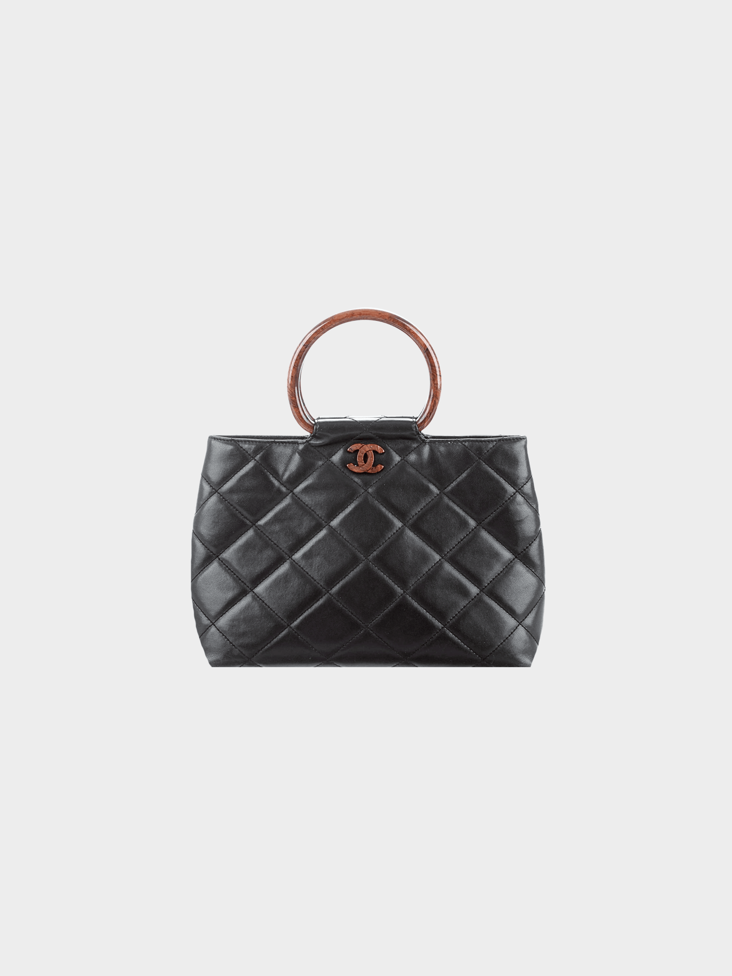 Chanel 2000 Black Quilted Leather Resin Ring Handle Bag