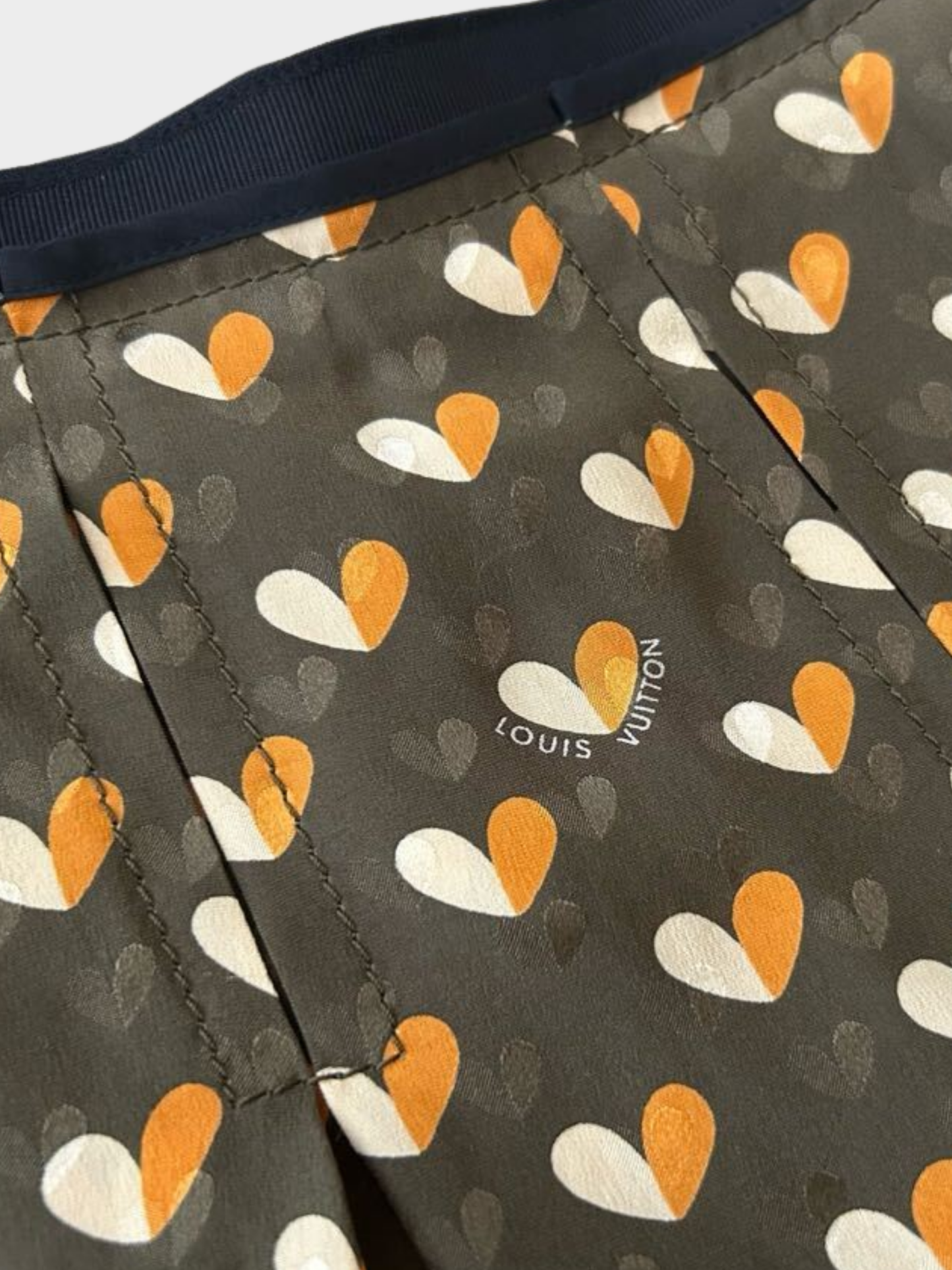 Louis Vuitton 2000s Multicolor Heart Printed Silk Pleated Mini Skirt