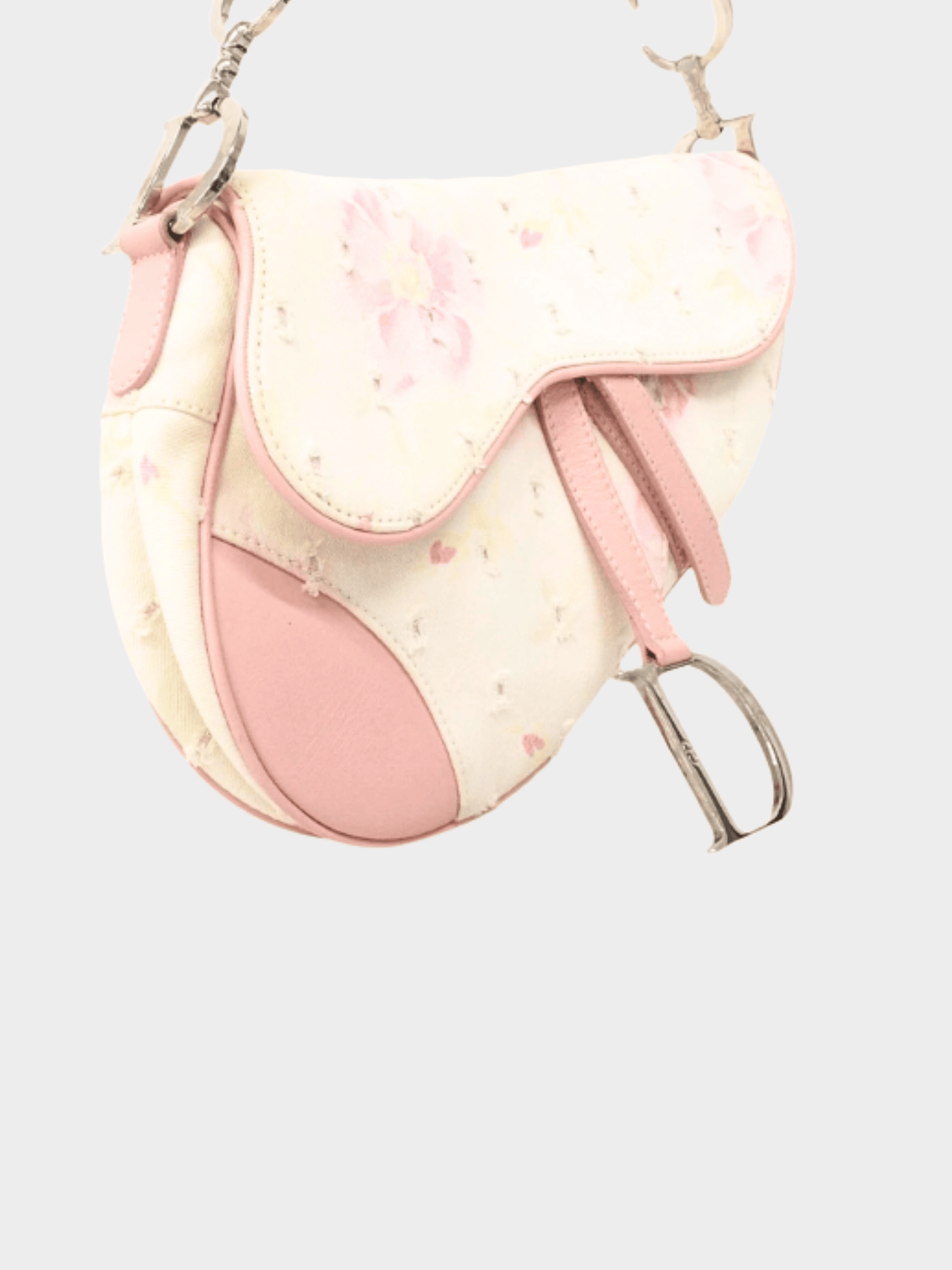 Christian Dior 2000s Pink Embroidered Saddle Bag