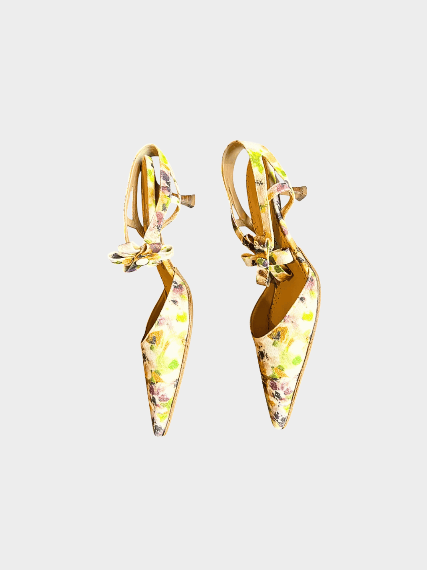 Manolo Blahnik 2000s Floral Printed Canvas Heels