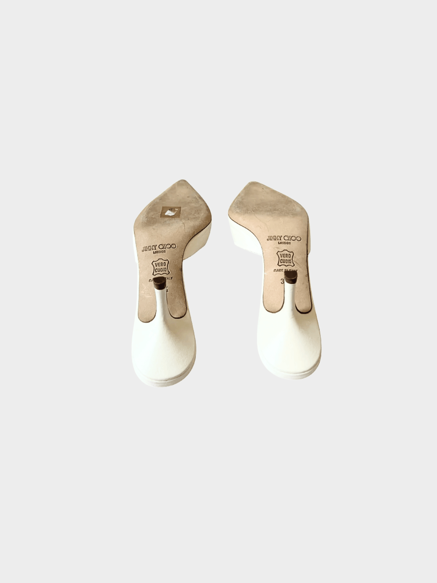 Jimmy Choo 2000s White Leather Mule Heels