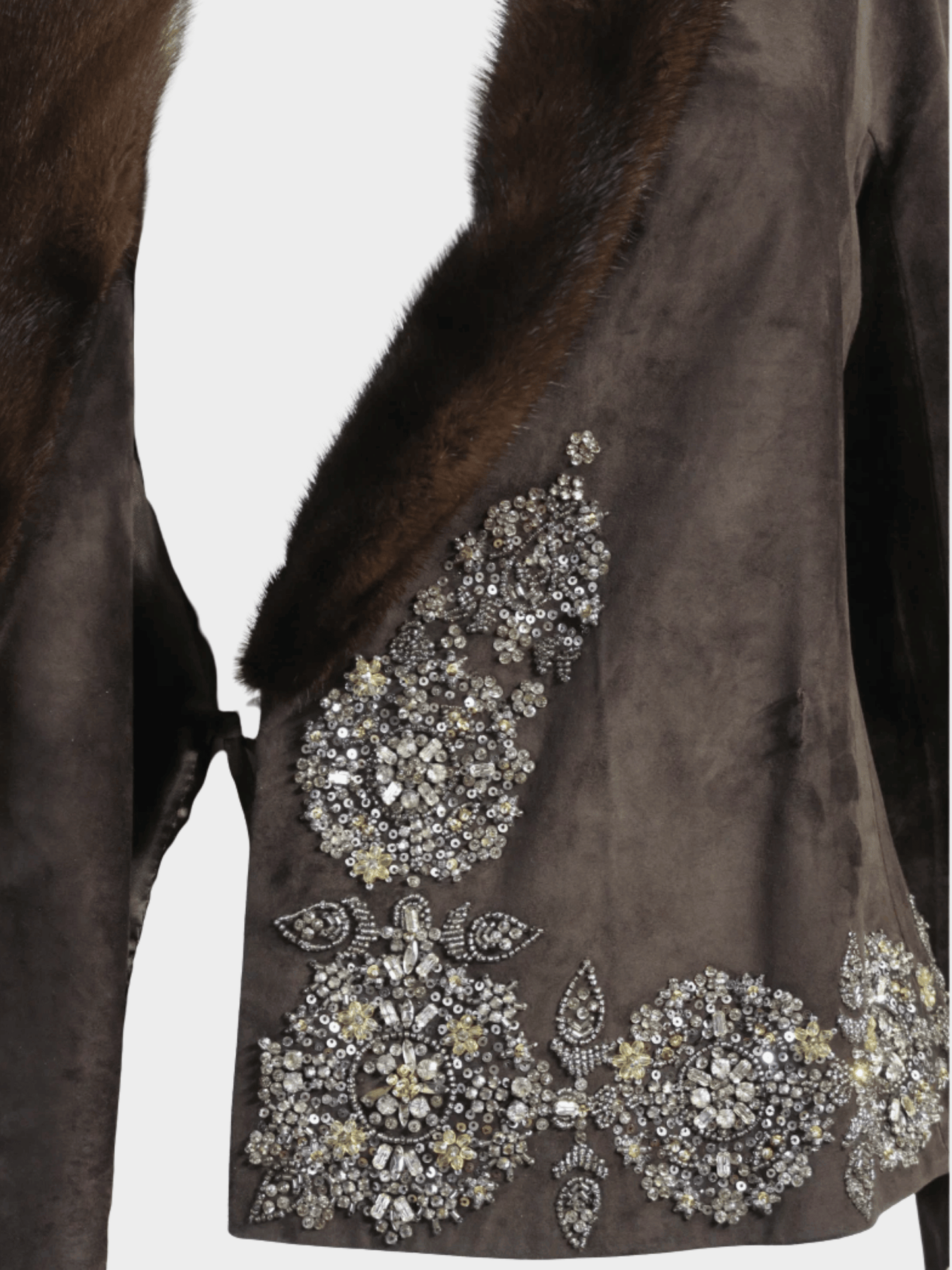 Valentino FW 2003 Runway Dark Brown Fur Trim Jacket