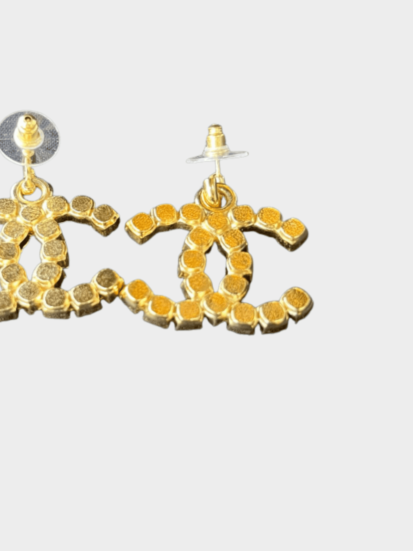 Chanel Cruise 2023-2024 Gold CC Logo Rainbow Rhinestone Earrings