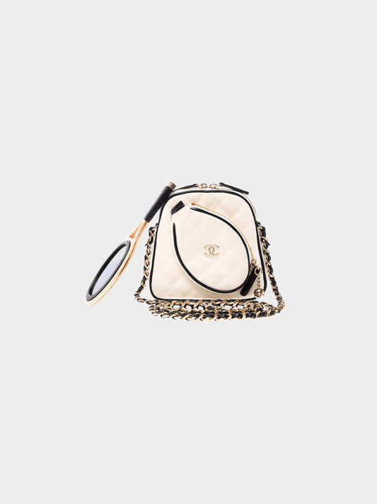 Chanel Cruise 2023 Limited Edition Tennis Racket White Mini Denim Bag