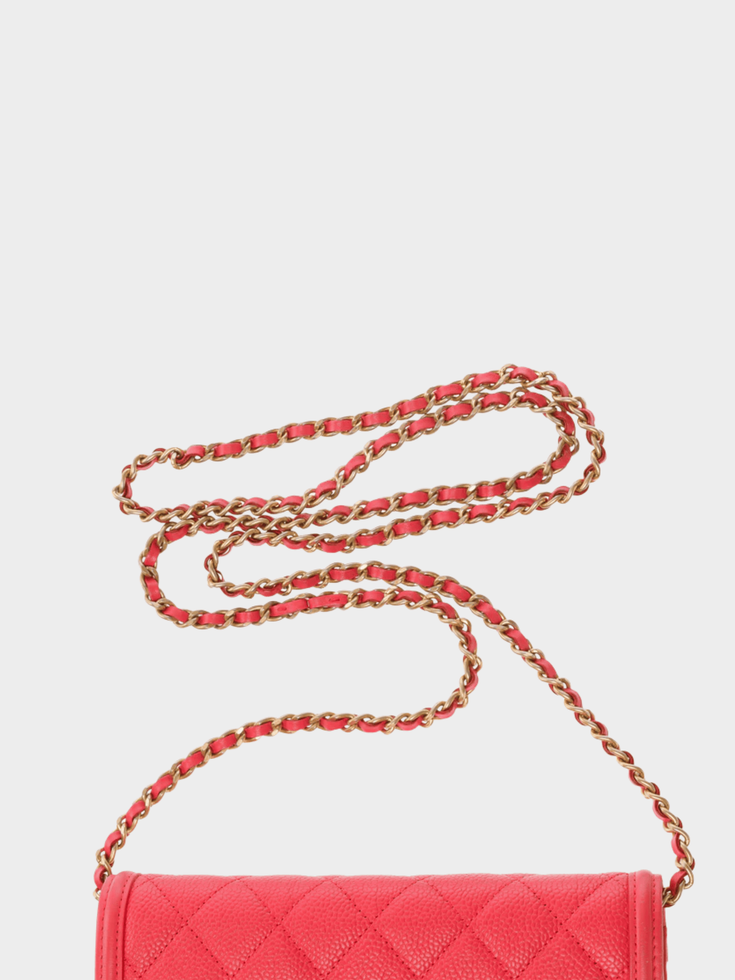 Chanel 2019 Red Caviar CC Filigree Wallet On Chain Crossbody Bag