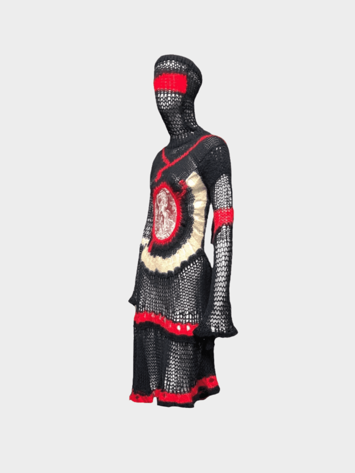 Jean Paul Gaultier FW 2007 Black and Red Mohair Spiderweb Knit Dress
