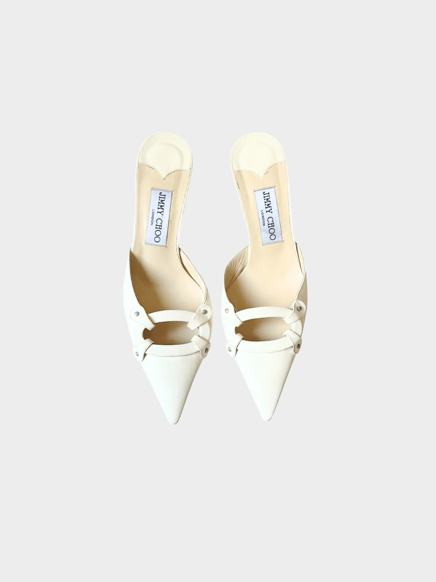 Jimmy Choo 2000s White Leather Mule Heels