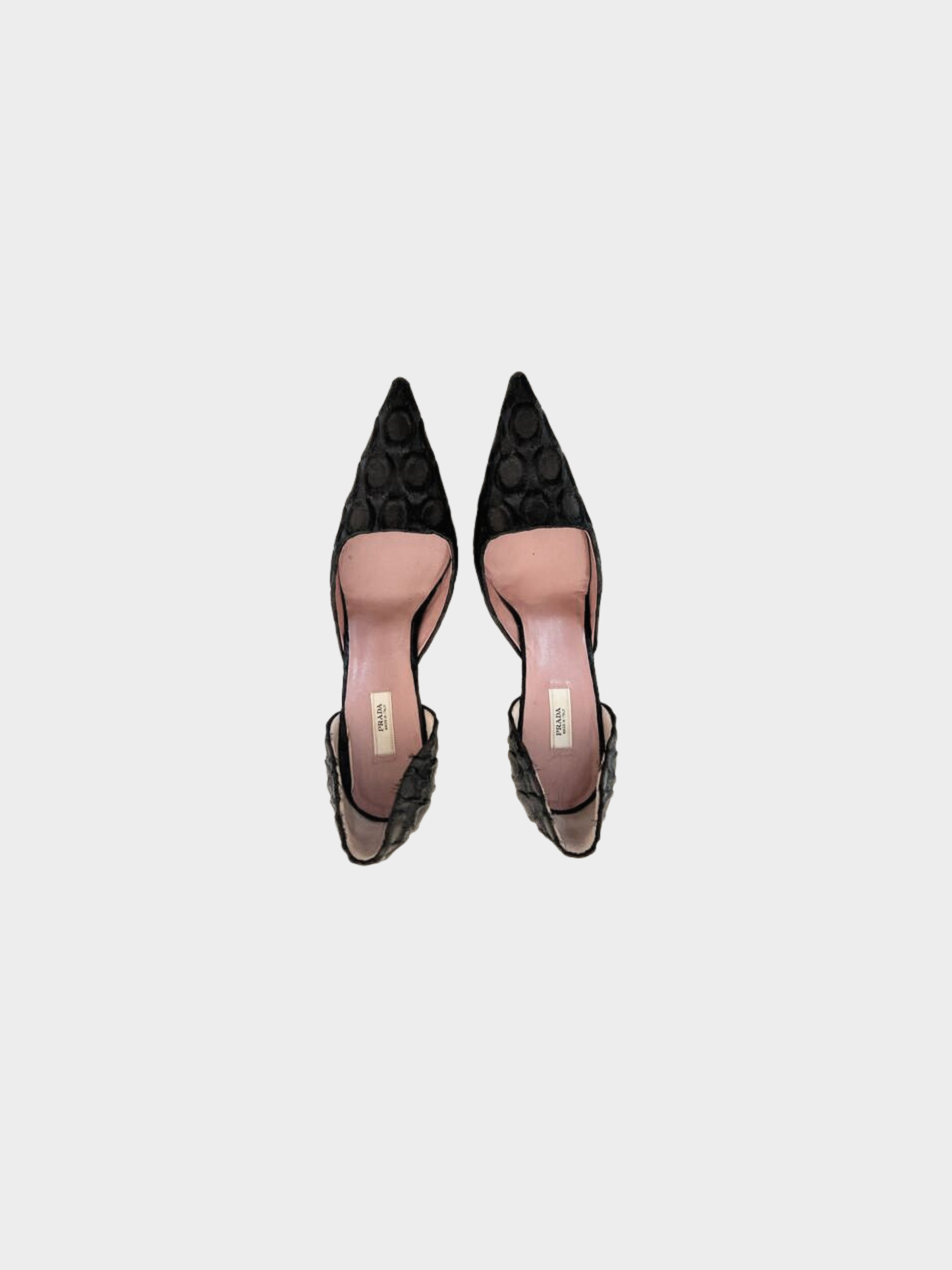 Prada 2000s Black Fabric Textured Kitten Heels