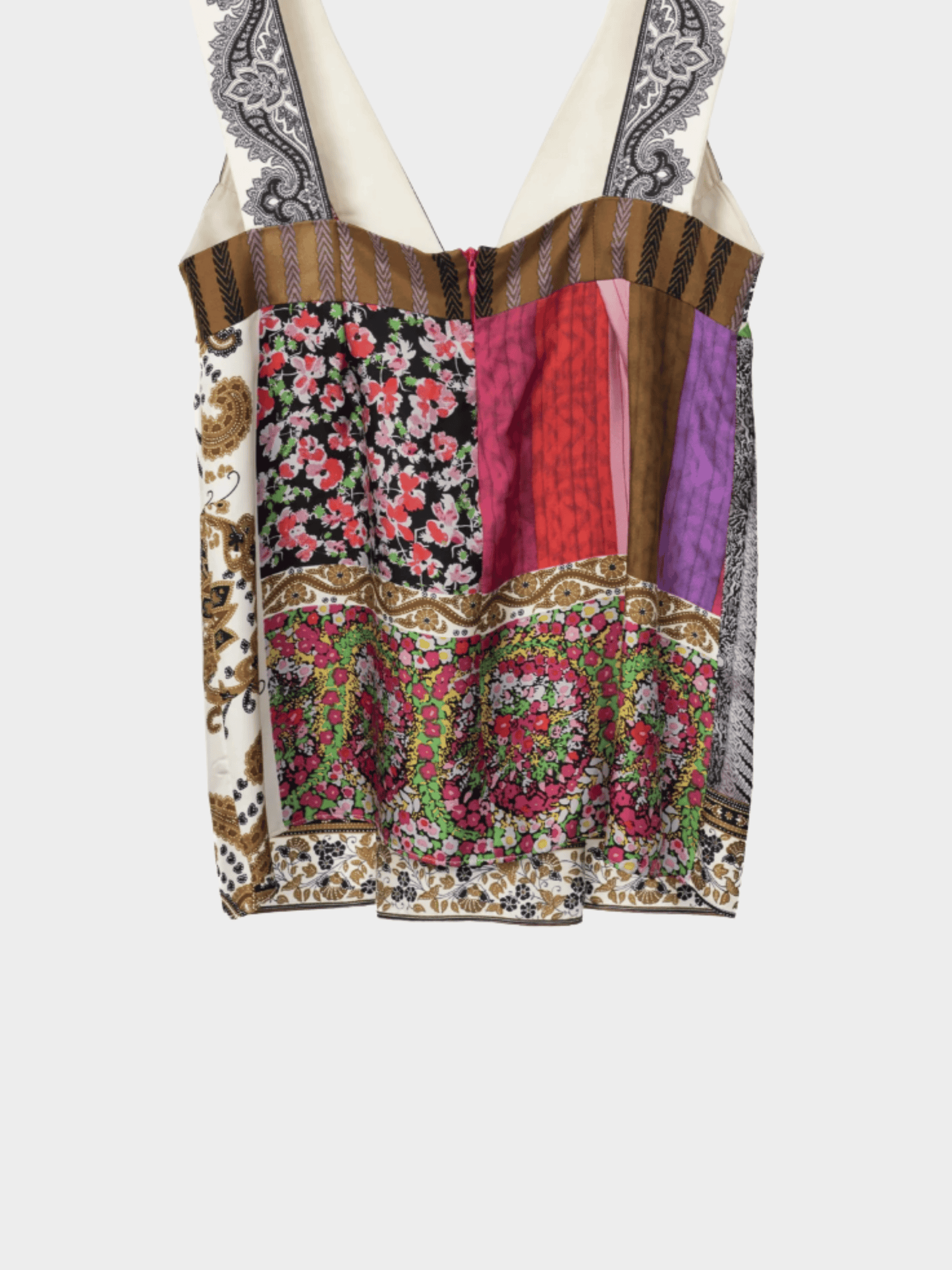 Etro 2000s Purple-Multi Paisley and Floral Silk-Satin Tank