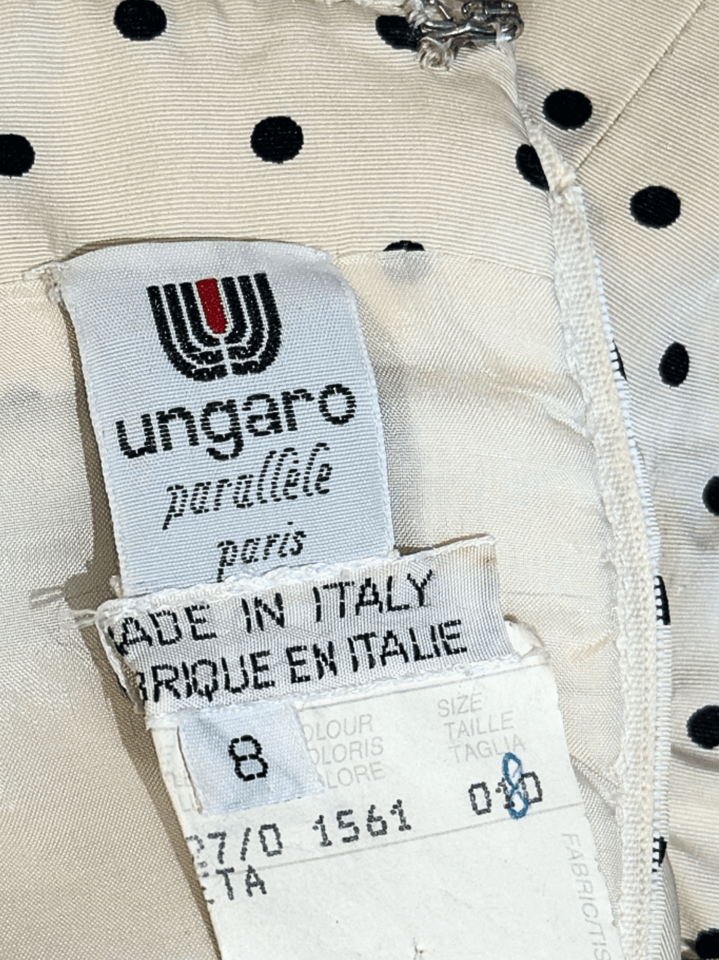 Emanuel Ungaro 2000s Cream Polka Dot Strapless Tube Dress