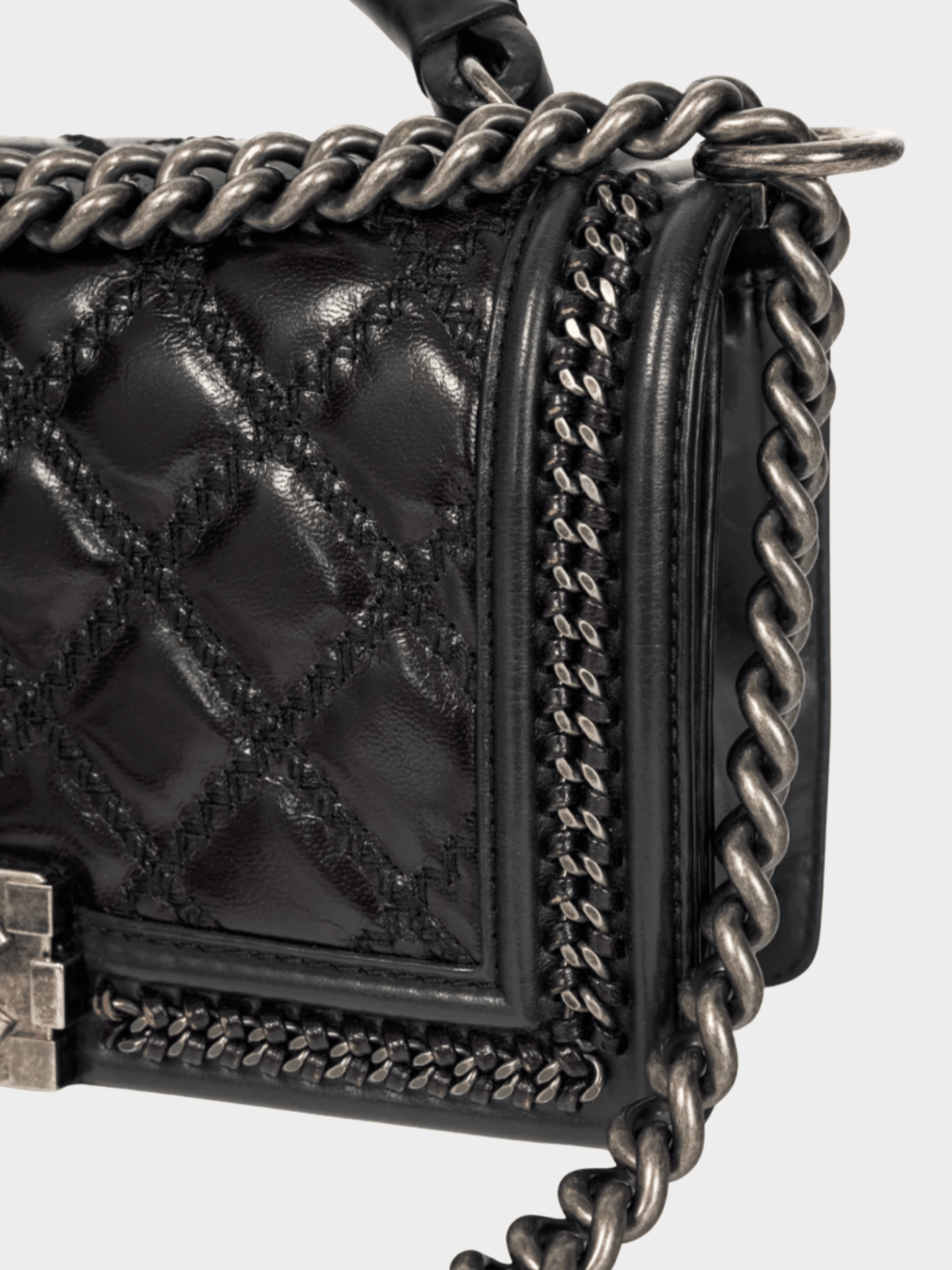 Chanel 2015 Medium Boy Brown and Black Quilted Leather Whipstitch Flap Bag