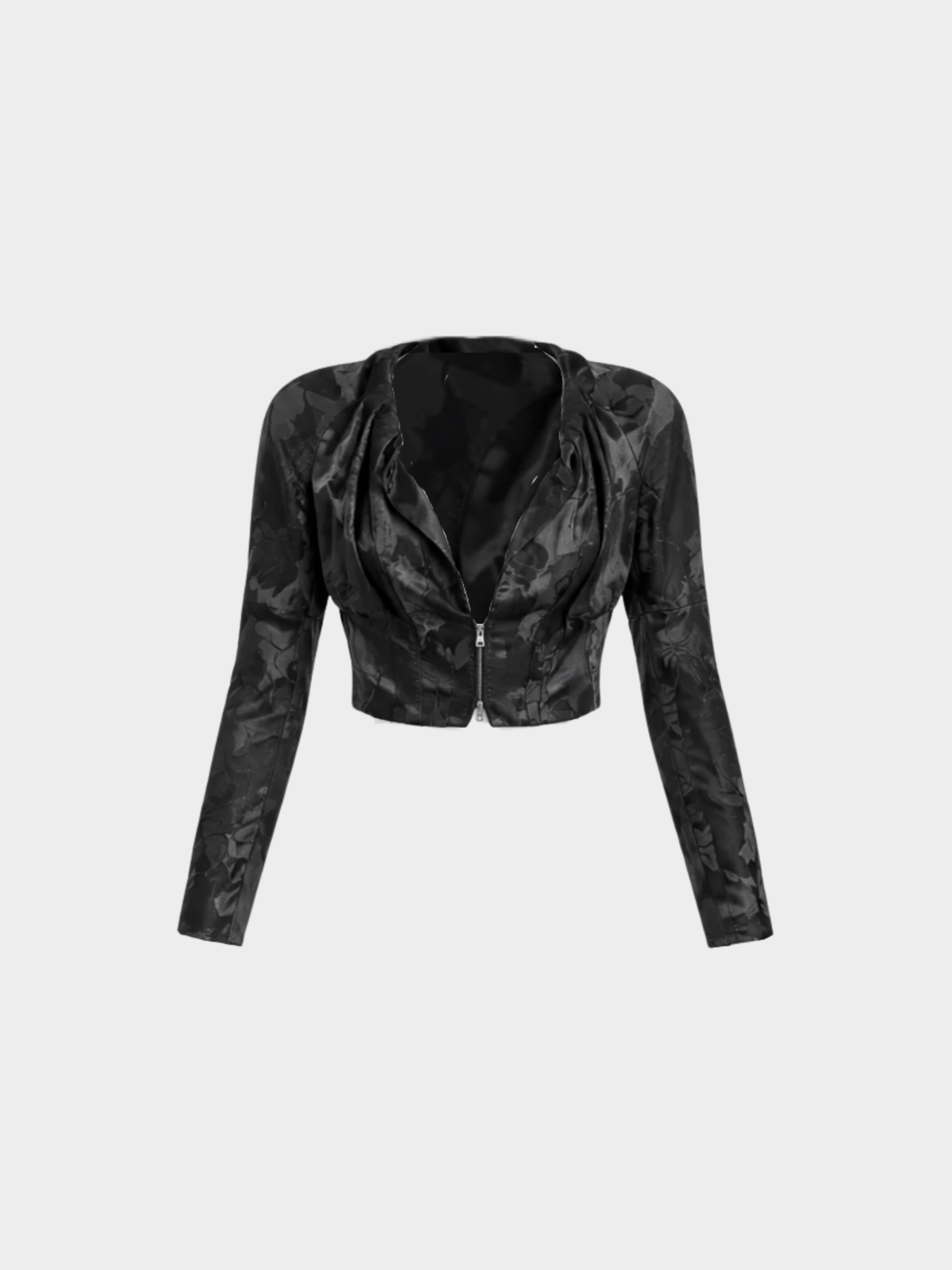 Gucci by Tom Ford 2002 Black Silk Jacquard Cropped Jacket
