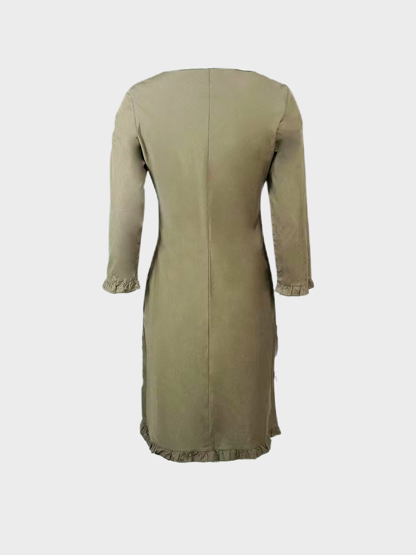 Miu Miu SS 1999 Olive Green Ruffle Edge Dress