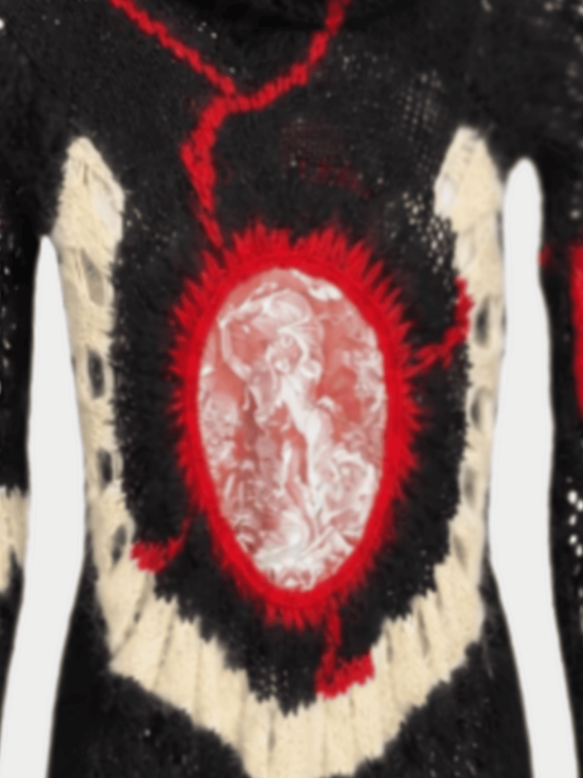Jean Paul Gaultier FW 2007 Black and Red Mohair Spiderweb Knit Dress