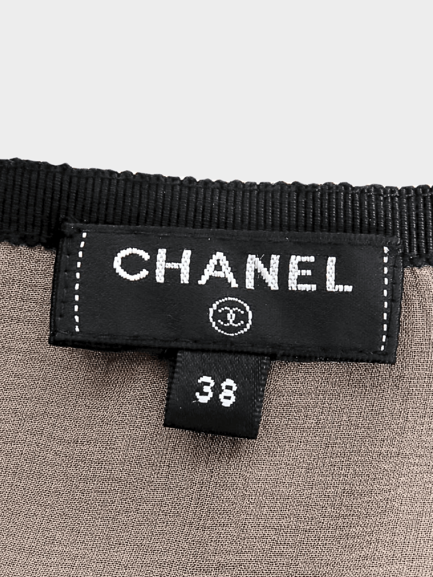 Chanel 2007 Black Silk Sheer Ribbon Skirt