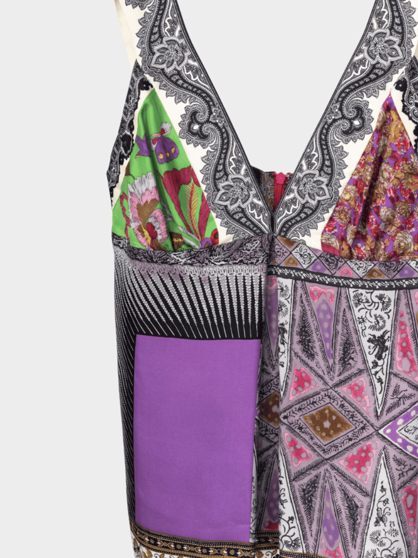 Etro 2000s Purple-Multi Paisley and Floral Silk-Satin Tank