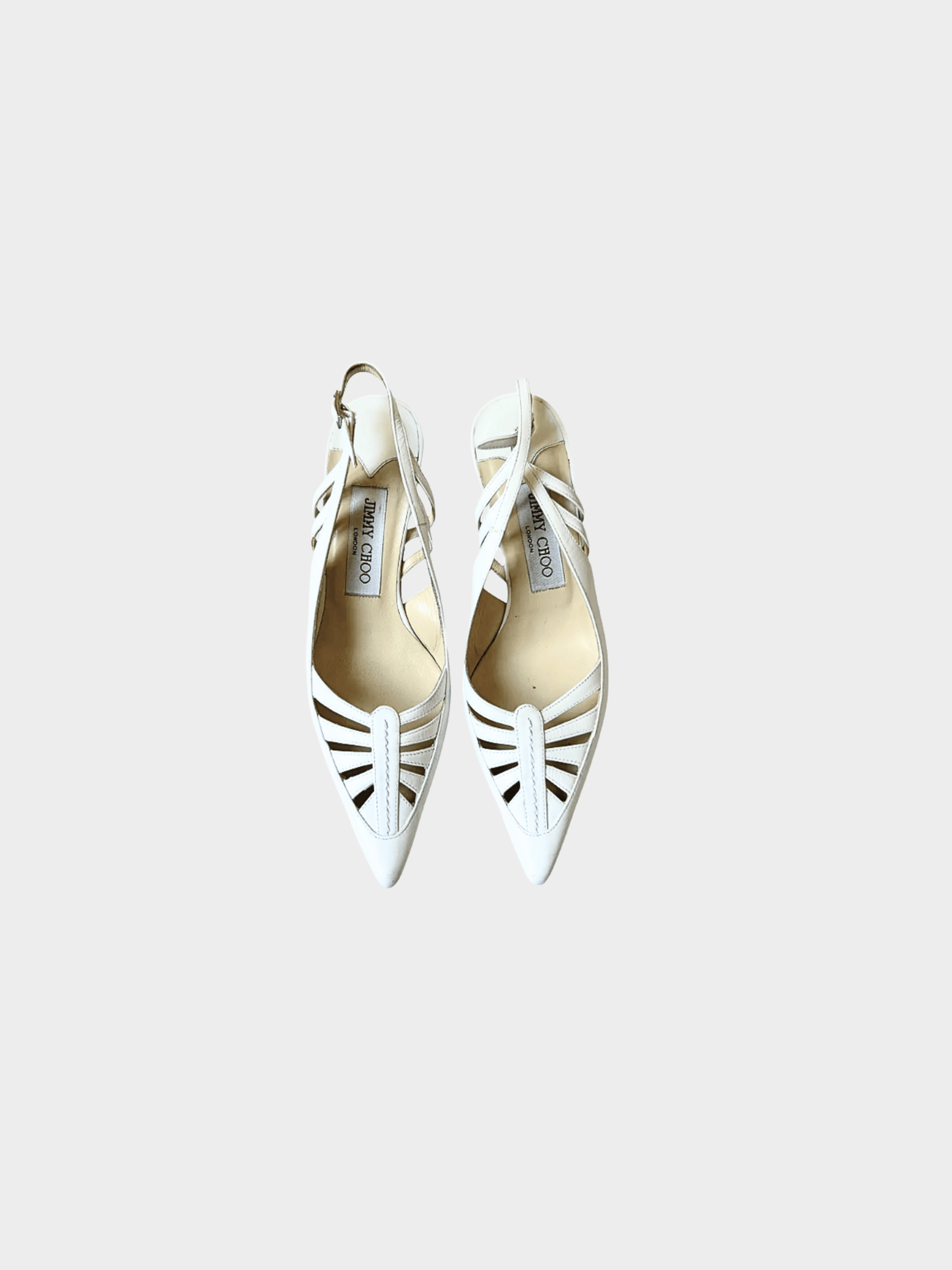 Jimmy Choo 2000s White Leather Slingback Mule Heels
