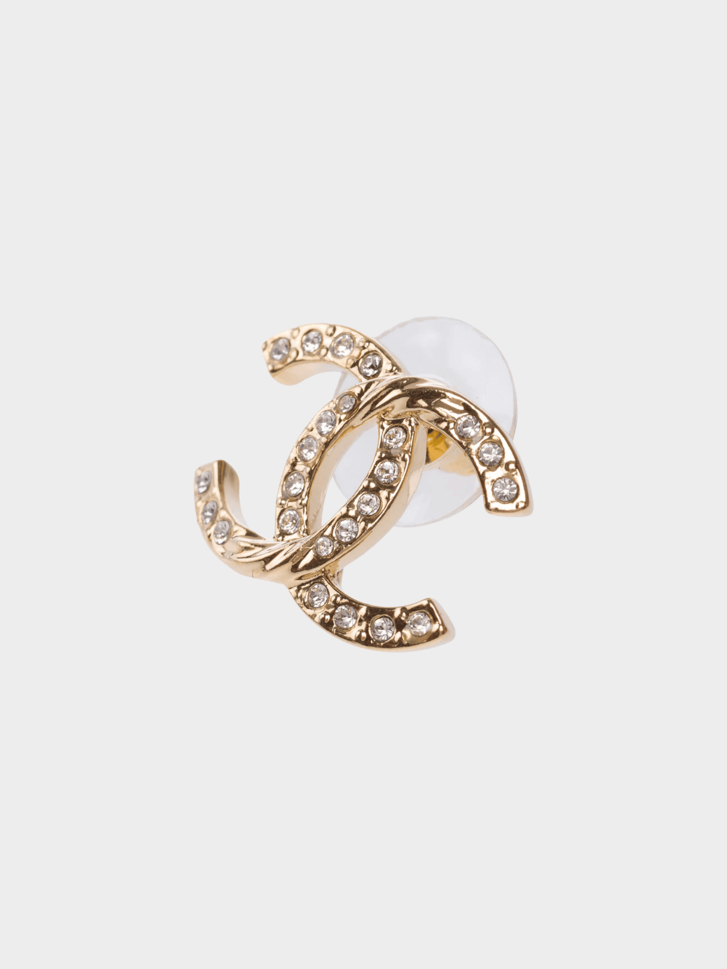 Chanel 2000s Gold Rhinestoned CC Earrings