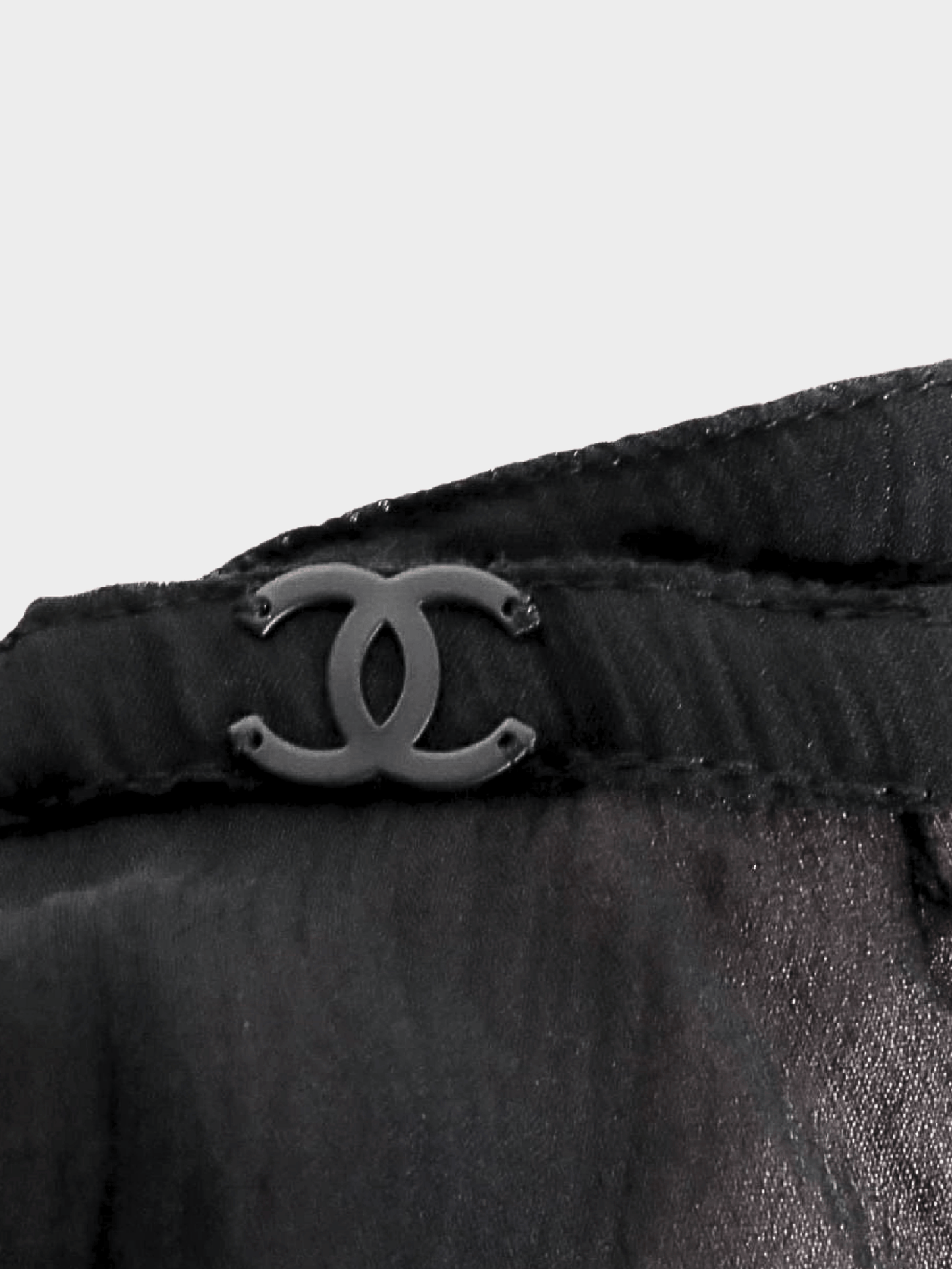Chanel 2007 Black Silk Sheer Ribbon Skirt