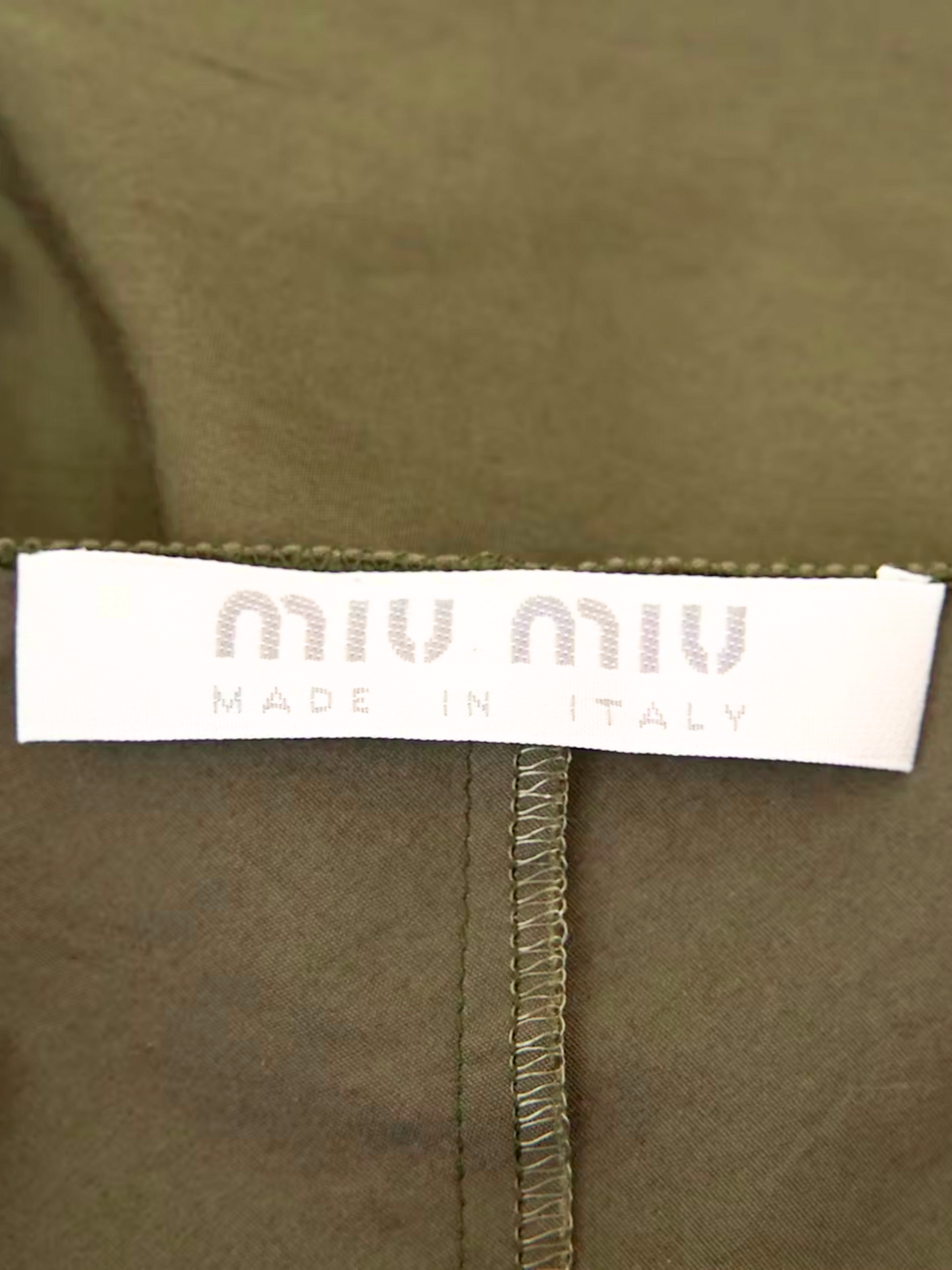 Miu Miu SS 1999 Olive Green Ruffle Edge Dress