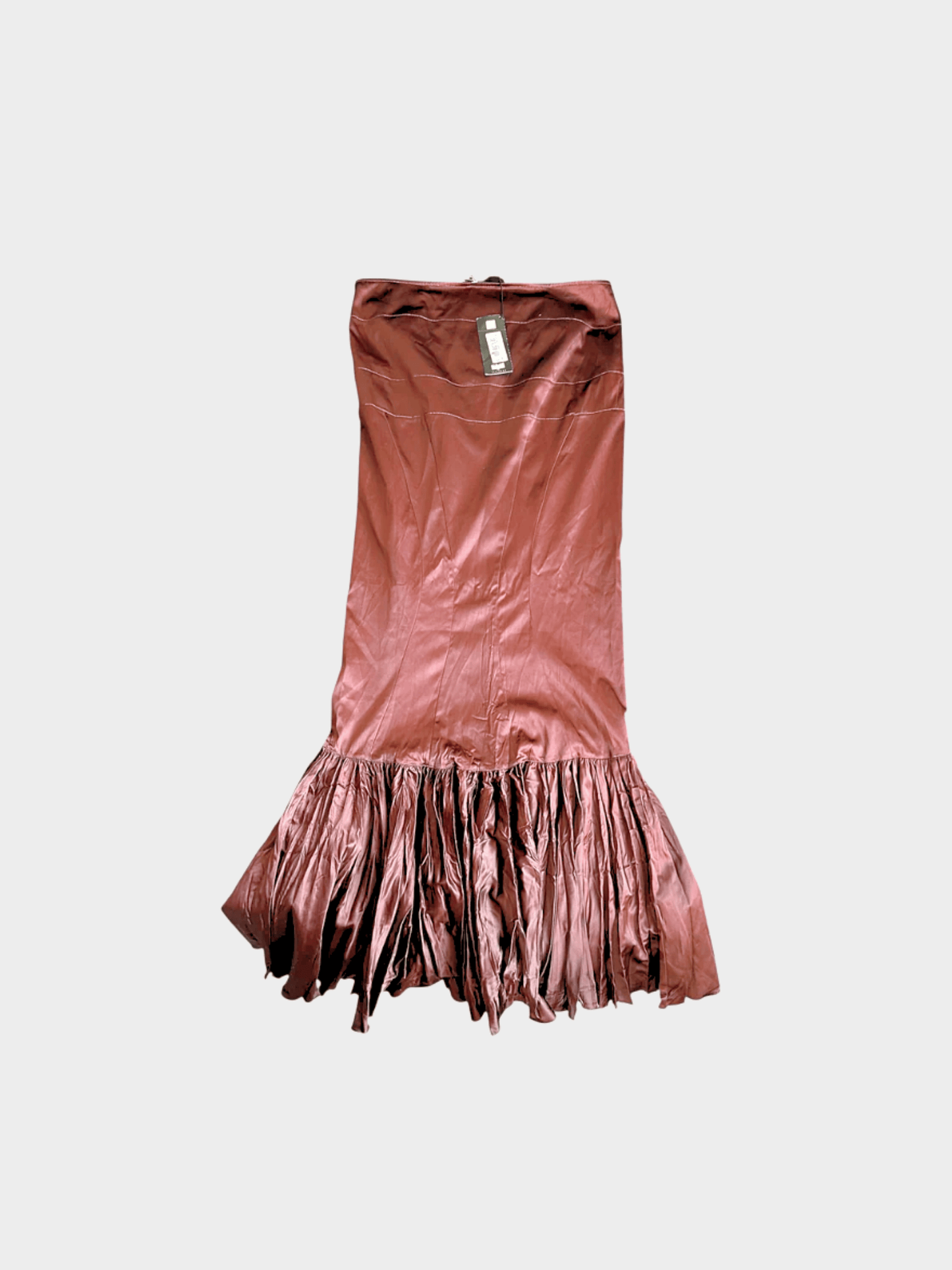 Roberto Cavalli Just Cavalli FW 2004  Burgundy Silk Maxi Ruffle Skirt