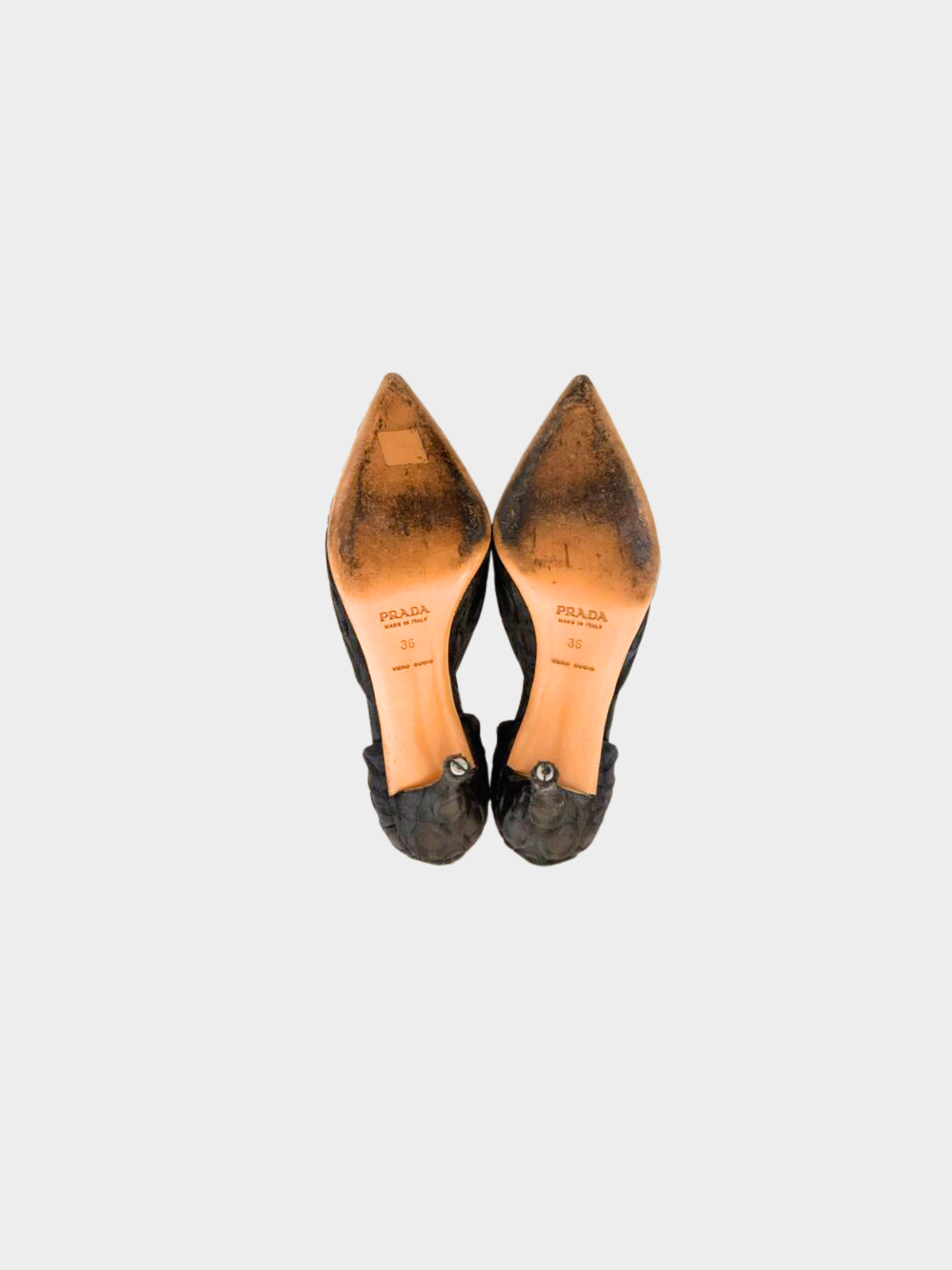 Prada 2000s Black Fabric Textured Kitten Heels