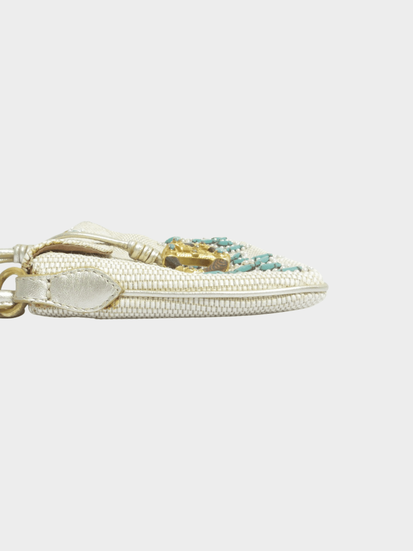 Valentino 2000s Rare White Beaded and Embroidered Satin Evening Shoulder Bag