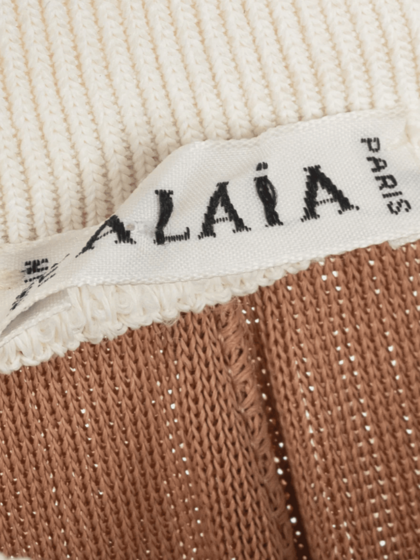 Azzedine Alaïa 2000s Cream Pointelle Ribbed Knit Mini Skirt