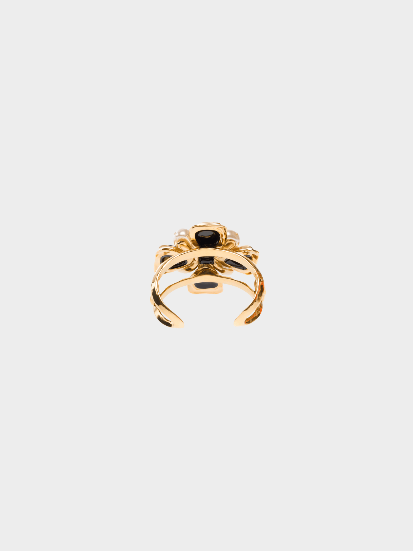 Chanel Cruise 2023 Gold Strass, Pearl, Resin and Enamel CC Ring