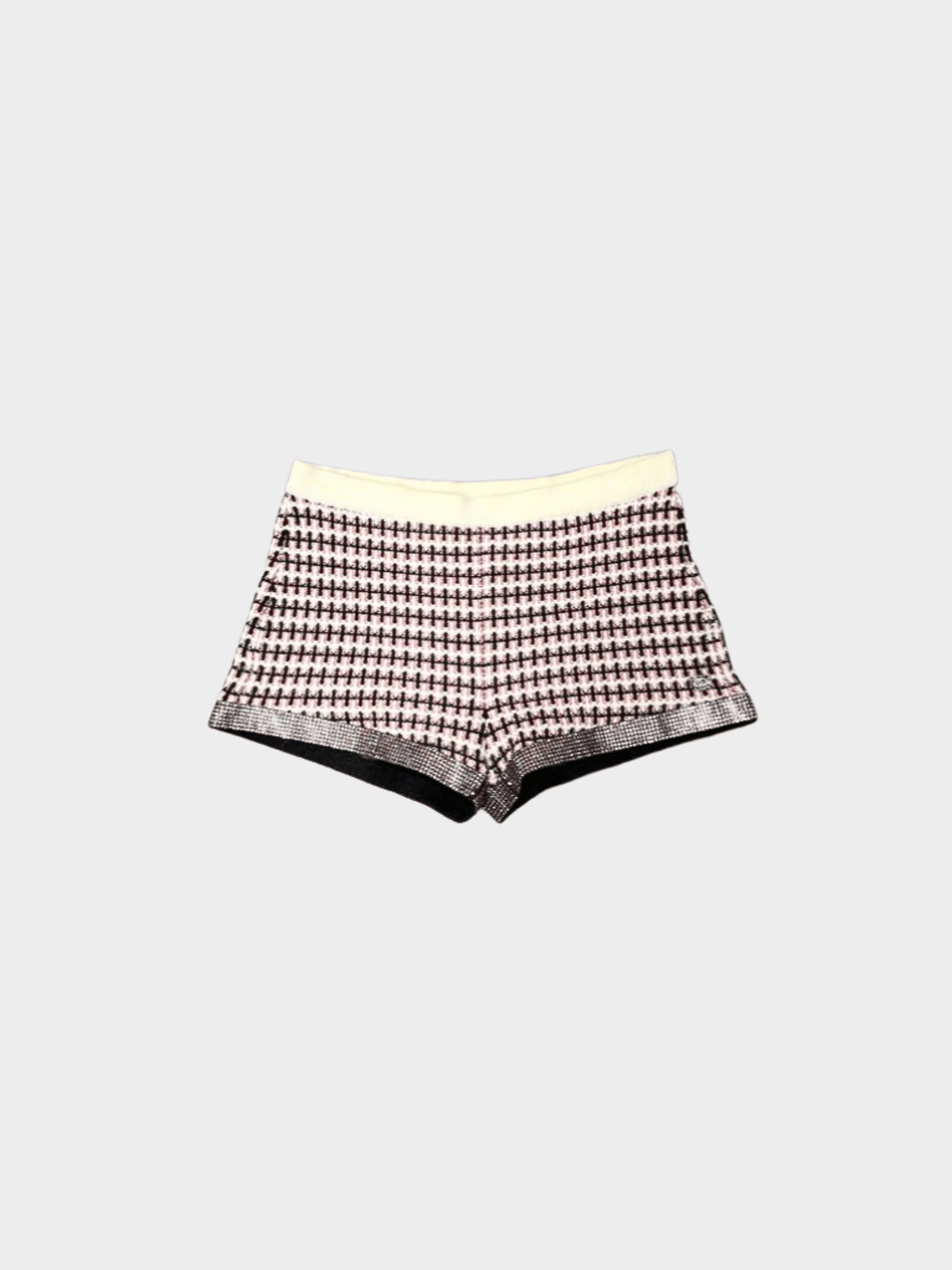 Chanel 2011-2012 Pink Tweed Geometric Wool Mini Shorts