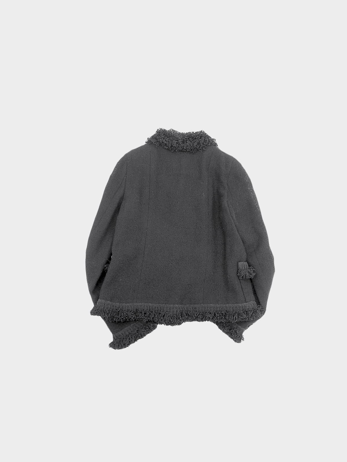 Chanel 2003 Black Tweed Fringe Trim Jacket