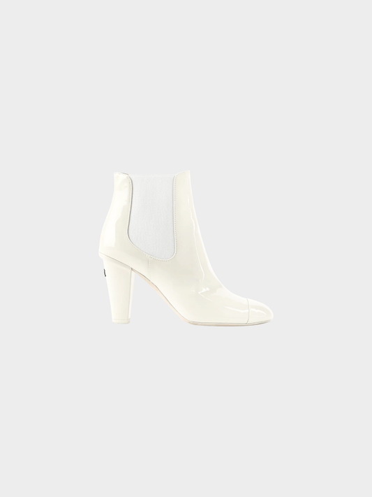 Chanel 2000s White Patent Leather Boots