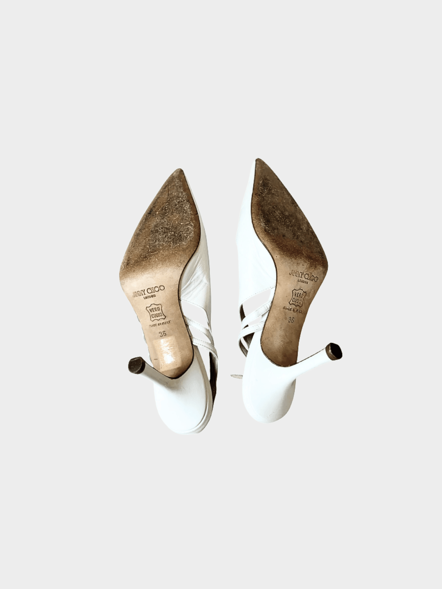 Jimmy Choo 2000s White Leather Slingback Mule Heels