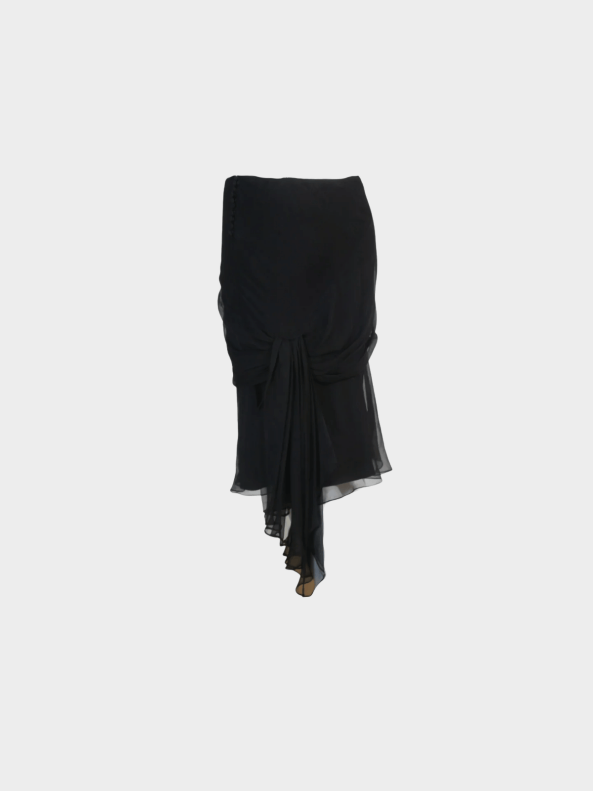 Christian Dior SS 2005 Black Silk Asymmetrical Midi Skirt