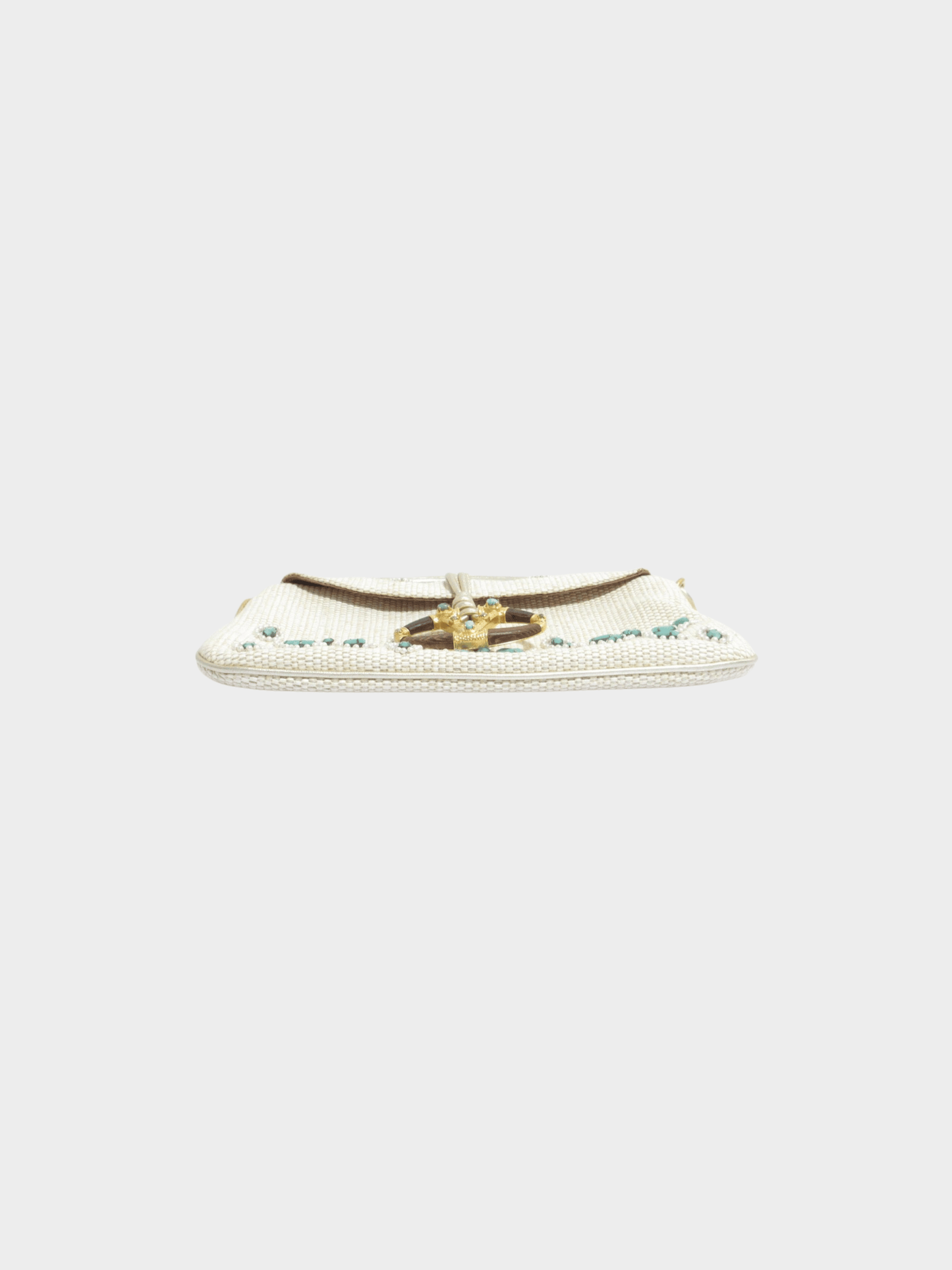 Valentino 2000s Rare White Beaded and Embroidered Satin Evening Shoulder Bag