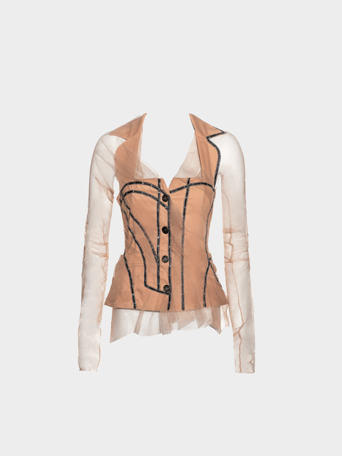 Christian Dior SS 2006 Light Peach Nude Tulle Top