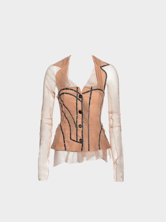 Christian Dior SS 2006 Light Peach Nude Tulle Top